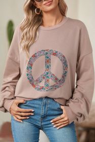 Goat Floral Peace Symbol Drop Shoulder Sweatshirt (size: (US 8-10)M)