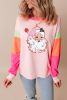 Pink Casual Colorblock Santa Claus Graphic Sweatshirt