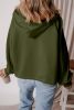 Moss Green Half Zipper Kangaroo Pockets Drop Shoulder Hoodie