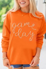 Orange Game Day Diamond Print Graphic Sweatshirt (size: (US 12-14)L)