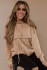Brown Waffle Kangaroo Pocket Knit Hoodie