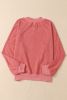 Red Drop Shoulder Crewneck Washed Pullover Sweatshirt