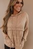 Brown Waffle Kangaroo Pocket Knit Hoodie