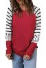 Blank Sweatshirt - Red Striped Animal Print Long Sleeve Top Customized