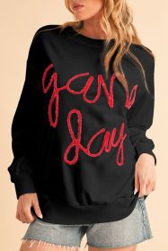 Black Tinsel Game Day Drop Shoulder Sweatshirt (size: (US 4-6)S)