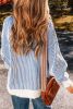 Dark Blue Striped Contrast Trim Loose Sweater