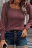 Mineral Red Ribbed Bishop Sleeve Round Neck Top