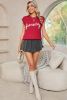 Racing Red Game Day Letter Pattern Knitted Sweater