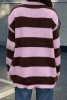 Pink Colorblock Fringe Detail Knit Sweater