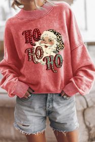 Red HO HO HO Santa Claus Graphic Sweatshirt (size: (US 8-10)M)