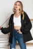 Black Bishop Sleeve Zip Up Hoodie Jacket with Flap Pockets