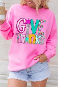 Bonbon GIVE THANKS Thanksgiving Pullover Graphic Sweatshirt (size: (US 12-14)L)