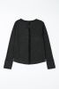 Black Button V Neck Waffle Henley Top
