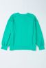 Mint Green Exposed Seam Patchwork Pullover Sweatshirt
