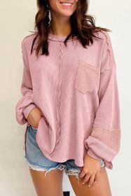 Pink Waffle and Crinkle Patchwork Long Sleeve Top (size: (US 4-6)S)