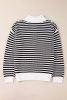 Black Stripe Zip Up Collar Drop Sleeve Sweater