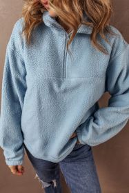 Myosotis Collared Zipper Drop Shoulder Fleece Sweatshirt (size: (US 4-6)S)
