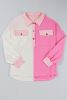 Bonbon Patchwork Pockets Half Button Plus Size Sweatshirt