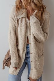 Jet Stream Collared Drop Shoulder Button Up Cardigan with Pocket (size: (US 8-10)M)