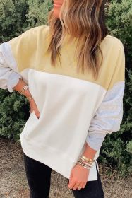 Multicolor Patchwork Casual Drop Shoulder Sweatshirt (size: (US 4-6)S)