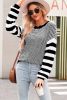 Black Stripe Twisted Knitted Drop Shoulder Sweater