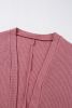 Mineral Red Solid Color Waffle Knit Cardigan