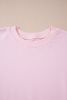 Light Pink Color Block Batwing Sleeve Loose Fit Sweatshirt