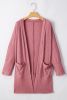 Mineral Red Solid Color Waffle Knit Cardigan