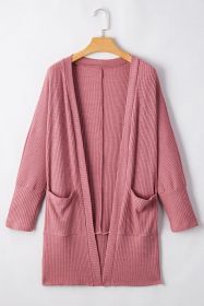 Mineral Red Solid Color Waffle Knit Cardigan (size: (US 8-10)M)