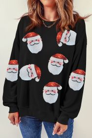 Black Santa Claus Sequin Graphic Sweatshirt (size: (US 8-10)M)