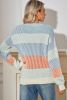 Multicolour Colorblock Lantern Sleeve Knitted Sweater