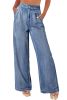 Dusk Blue Acid Wash Wide Leg High Waist Jeans