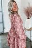 Peach Blossom Floral Surplice V Neck Tiered Ruffle Plus Size Dress