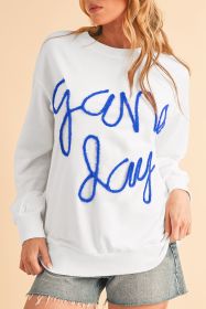 White Tinsel Game Day Drop Shoulder Sweatshirt (size: (US 8-10)M)