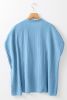 Dusk Blue V Neck Crinkle Dolman Blouse