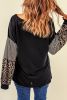 Blank Sweatshirt - Black Leopard Striped Sleeve Long Sleeve Top Customized