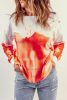 Orange Tie Dye Print Pullover Sweatshirt