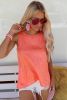 Pink Leopard Print Casual Sleeveless Satin Top