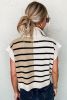 Black Stripe Quarter Zip Collar Knit Vest