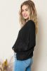 Black Basic Solid Color Casual Seam Long Sleeve Top