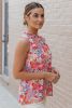 Multicolor Floral Print Casual Sleeveless Shirt for Women