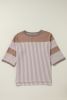 Dark Khaki Striped Patchwork Oversized Tee