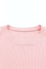 Pink Casual Dotty Layered Ruffle Ribbed Knit Top