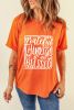 Orange Grateful Thankful Blessed Printed Crewneck Thanksgiving T Shirt