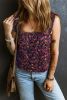 Rose Boho Floral Print Frill Straps Sleeveless Shirt