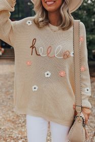 Parchment Hello Floral Embroidered Knit Loose Sweater (size: (US 12-14)L)