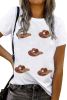 White Sequin Hats Graphic Round Neck T Shirt