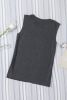 Blank Tank Top - Black Solid Color Crew Neck Loose Tank Top Customized