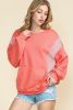 Red Colorblock Exposed Seam Patchwork Sweatshirt
