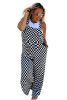 Black Checkered Print Pocketed Wide Leg Overall